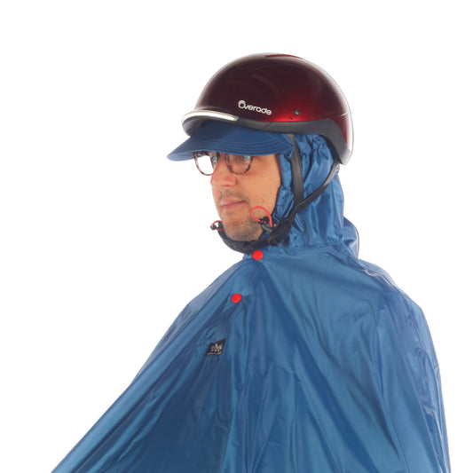 FULAP - Cape de pluie vélo adulte - Bleu pétrol motifs rouges