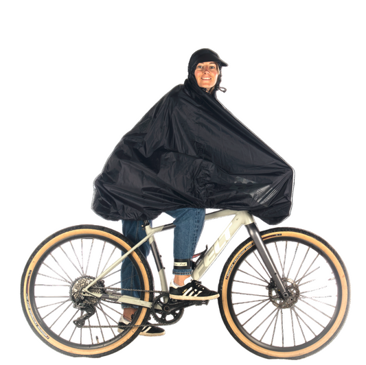 FULAP - Cape de pluie vélo adulte - Noire motifs noirs