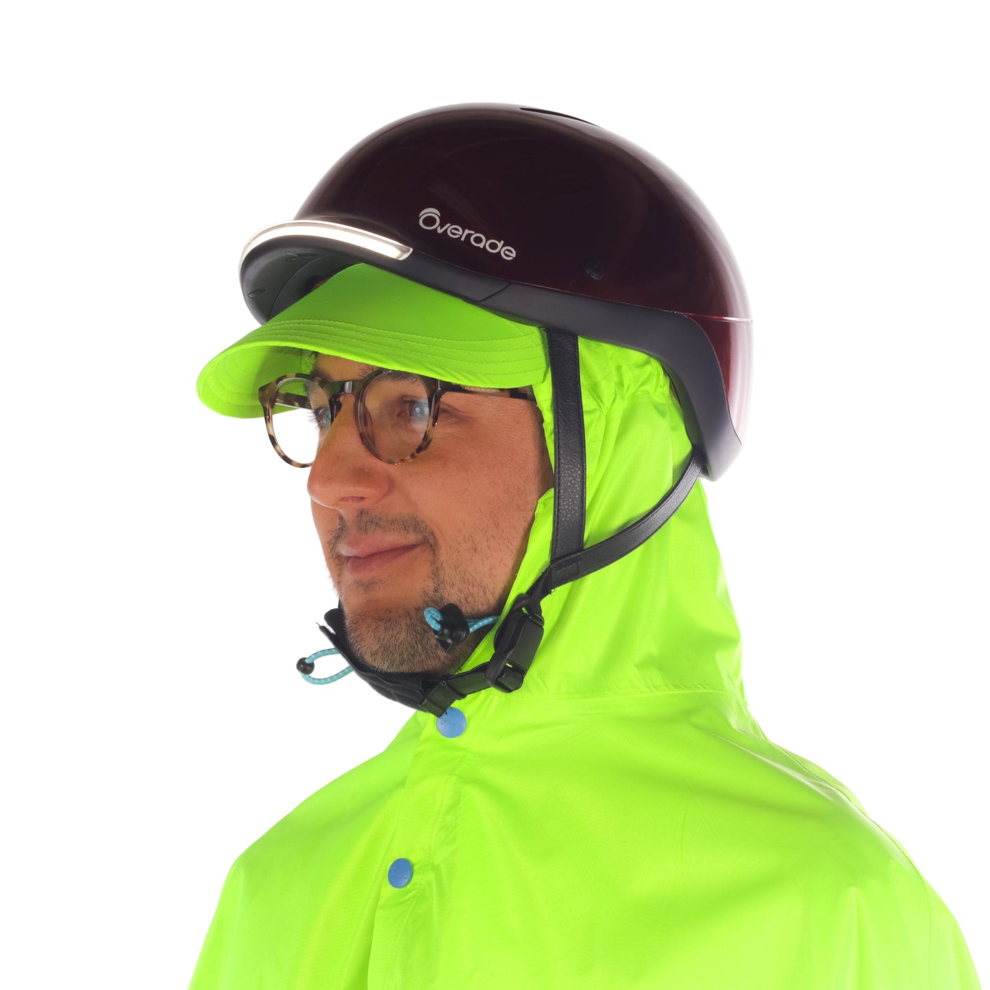 FULAP - Cape de pluie vélo adulte - Jaune Fluo motifs Bleu