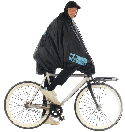 FULAP - Cape de pluie vélo adulte Noire motifs Bleus